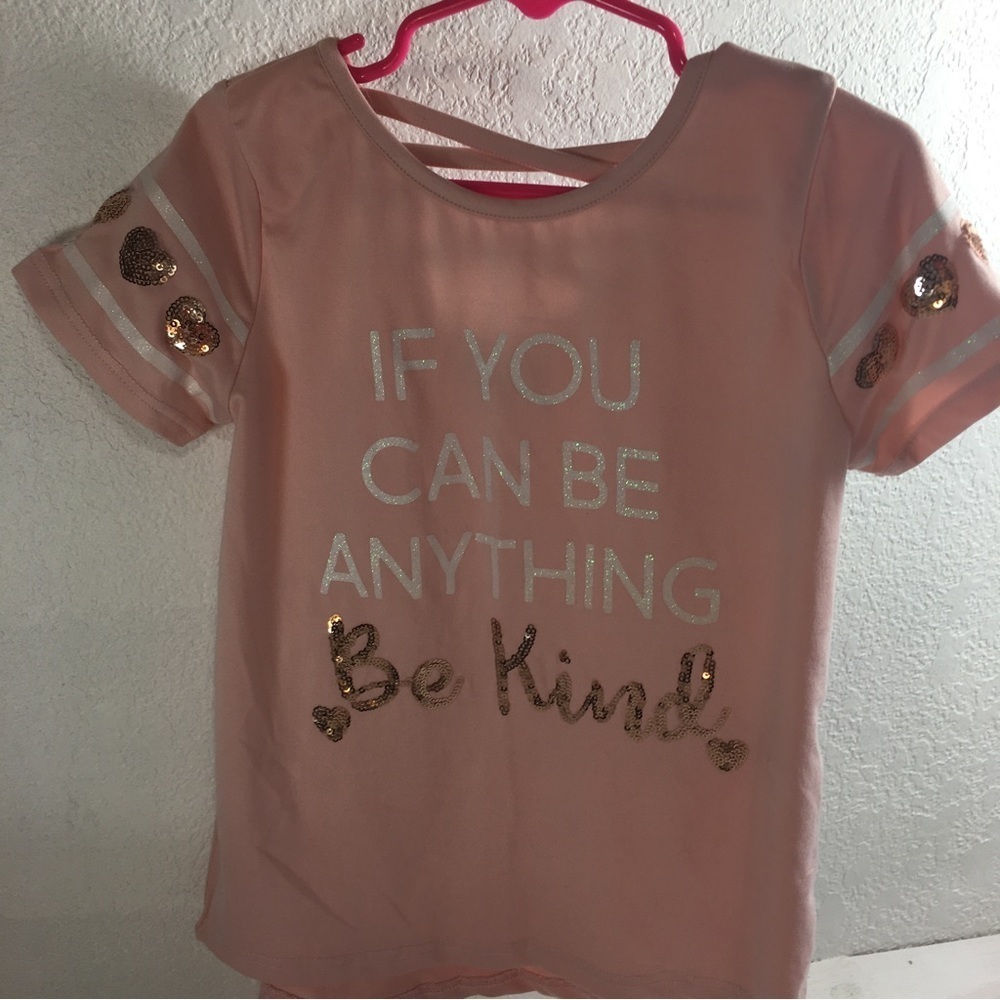 bkind Girls Graphic T-Shirt Be Kind Pink White Gold Size Size 7